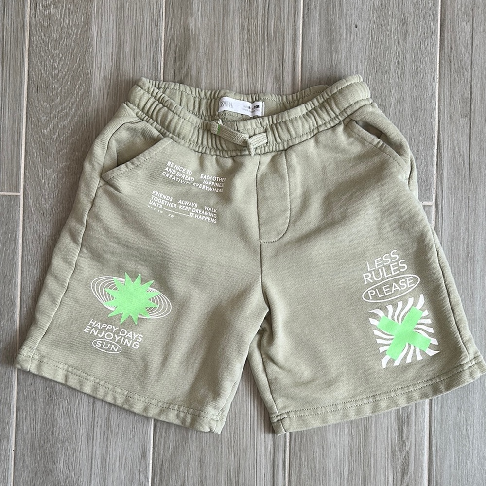 ZARA KIDS NEON TEXT PLUSH SHORTS SIZE 8 - Picture 2 of 4